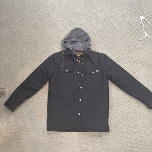 Dickies Charcoal Hooded Shirt Jacket for Men